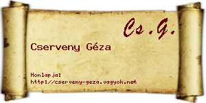 Cserveny Géza névjegykártya