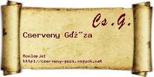 Cserveny Géza névjegykártya